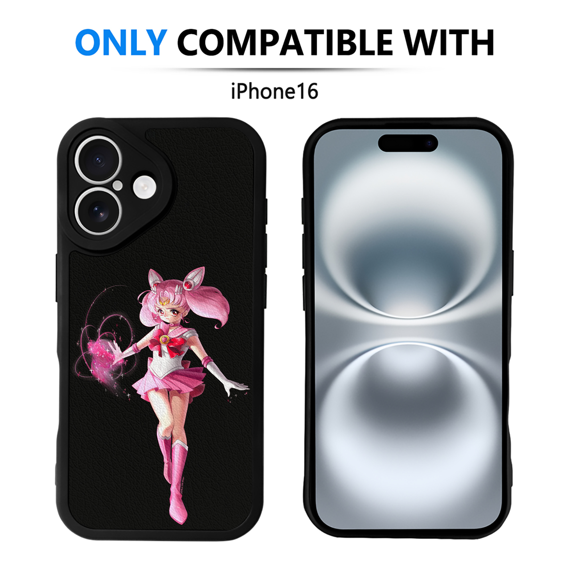 （画像用） 美少女戦士セーラームーン ちびうさ Sailor Moon Chibiusa Tsukino Usagi Small Lady Serenity 【iPhone 16シリーズ対応】シリコンスマホケース（レザー調） 材質：シリコン